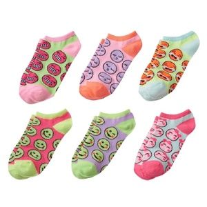NWT Girls 4-16 Emoji Face 6-pk. No-Show Socks